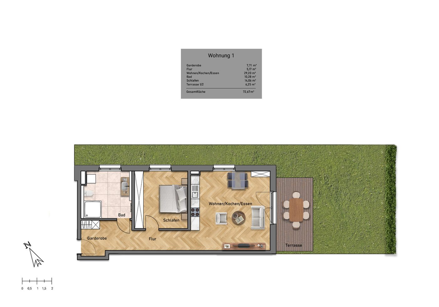 Grundriss Wohnung 1