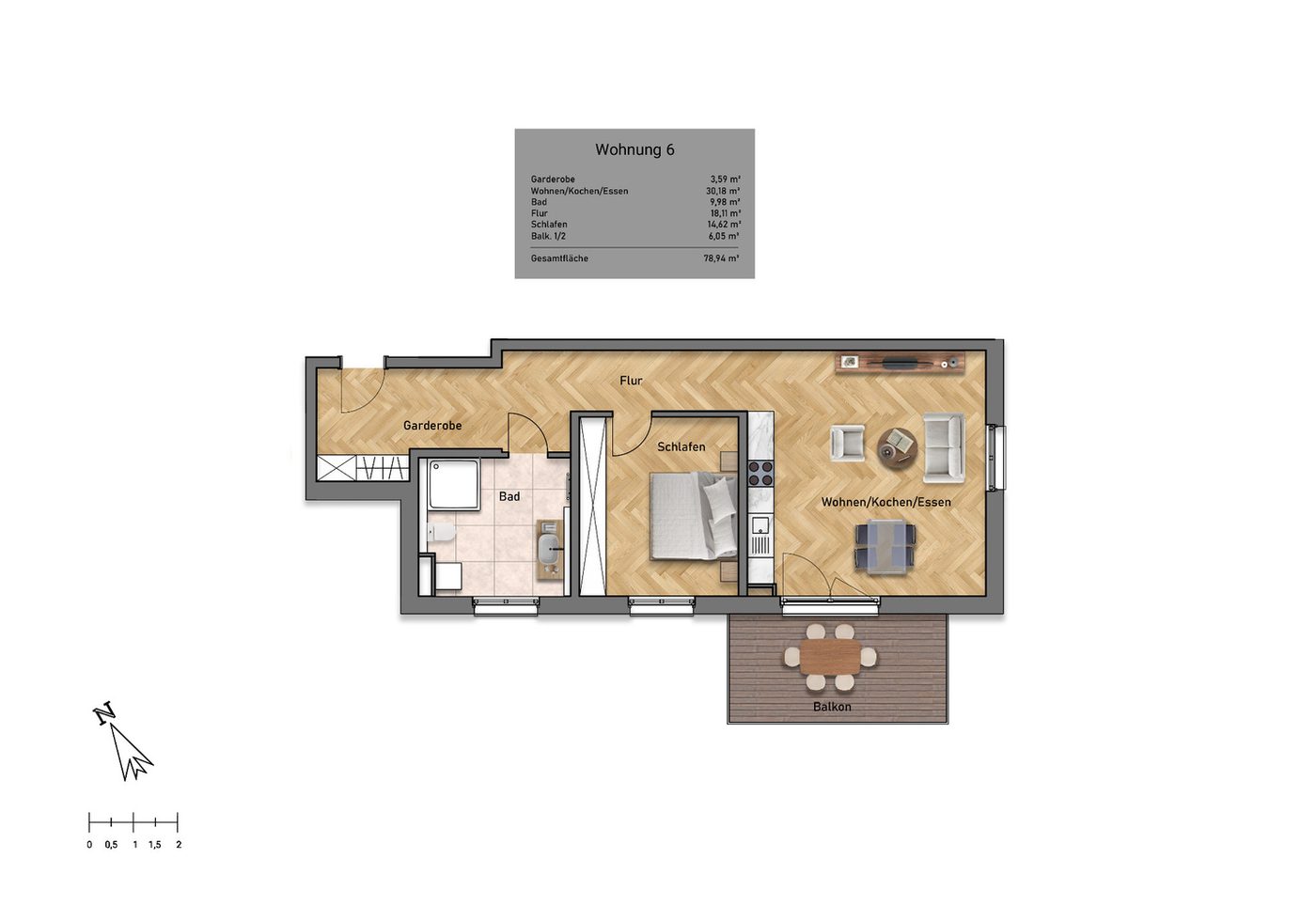 Grundriss Wohnung 6